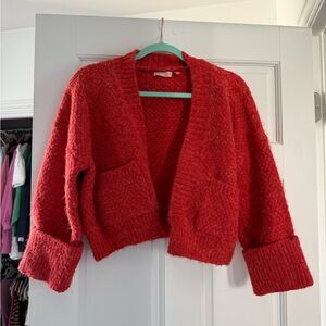 Pilcro Cozy Red Knit Cardigan